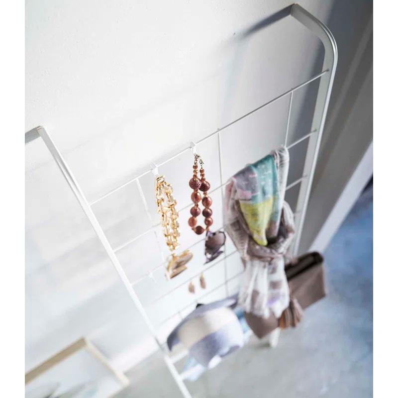 Tower Yamazaki Home Grid-Panel Leaning Ladder, Modern Storage Rack For Bedroom Or Bathroom, Steel