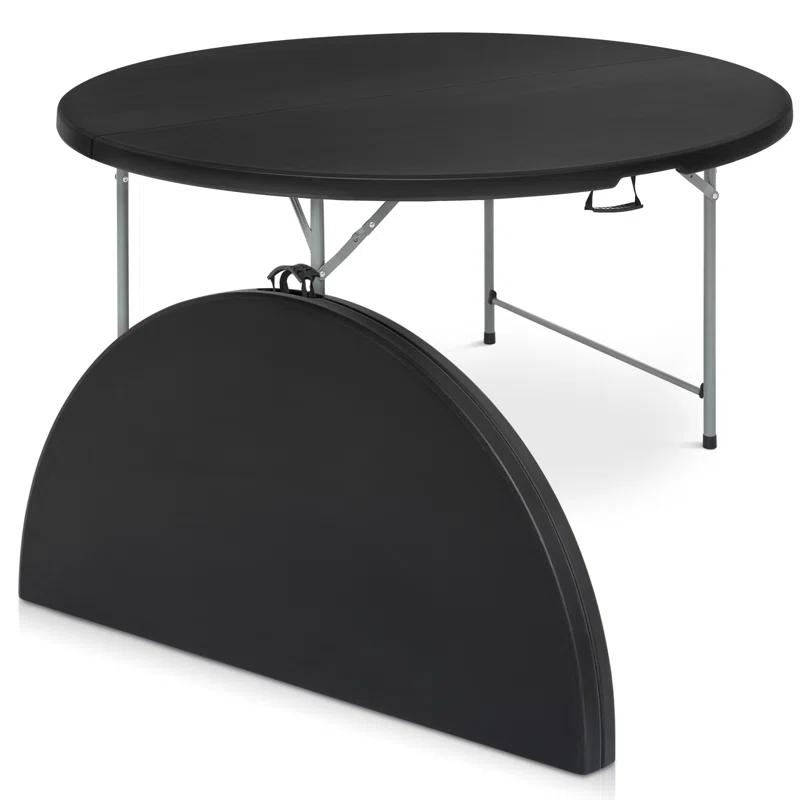 Plastic Round Folding Table, Portable Foldable Party Banquet Table for Camping Dining Outdoor Picnic