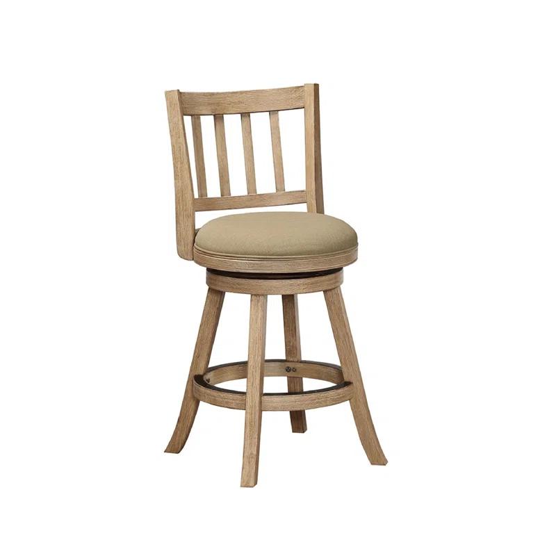 Benjara Swivel Solid Wood Counter Stool