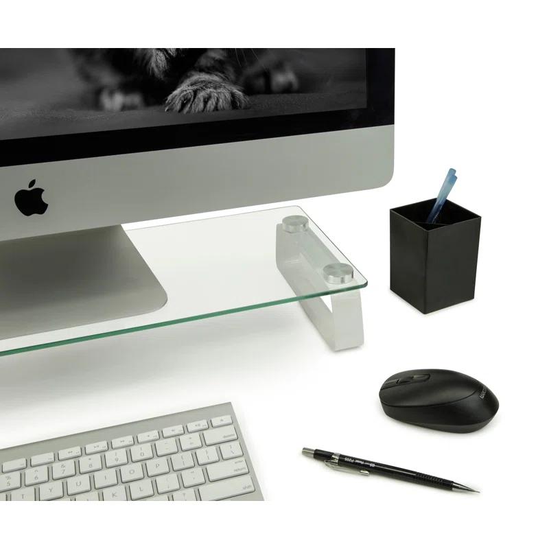 Mount-it Mount-It! Glass Computer Monitor Riser and Laptop Stand, 22 Inches Wide, 44 Lbs. Carrying Capacity
