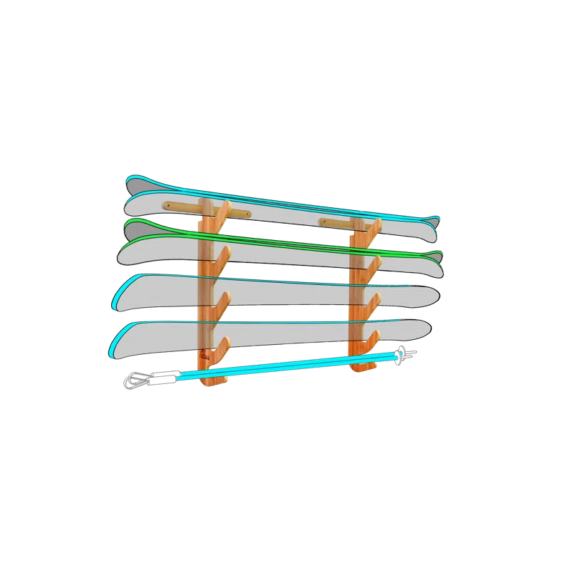 Grassracks 50040BB Hallsteiner Wall Mounted Adjustable Multi-Use Ski/Snowboard Rack
