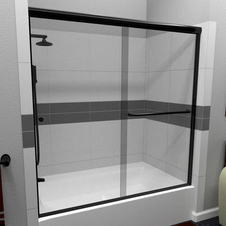 Arizona Shower Door Leter 56" W x 57" H Bypass Semi-Frameless Tub Door LTER6057MBCLR