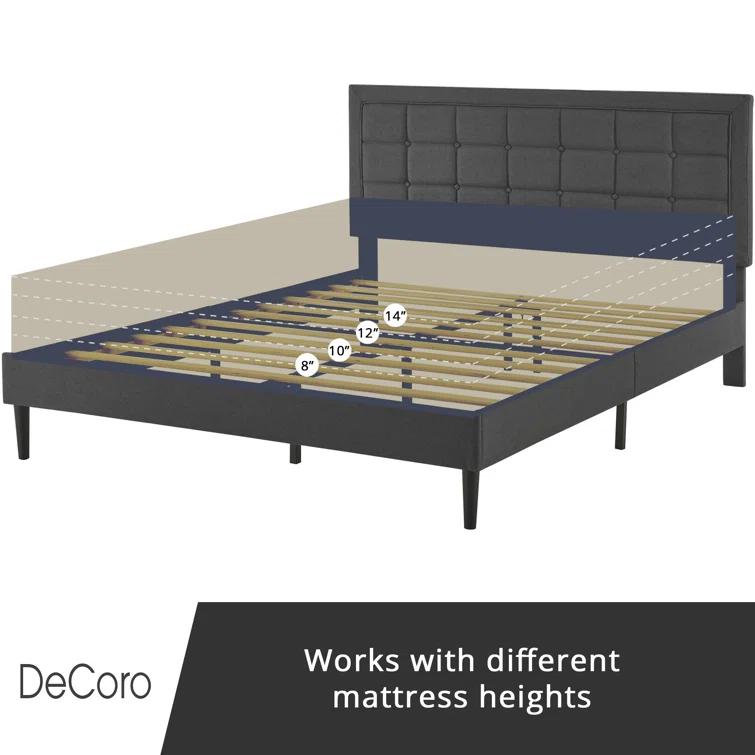 DeCoro Home DeCoro Mornington Upholstered Platform Bed Frame and Headboard