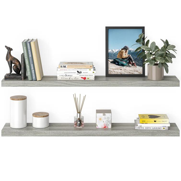 Ballucci Miami 48" W x 8" D Floating Shelves Set with Invisible Wall Mount Brackets (Set of 2)