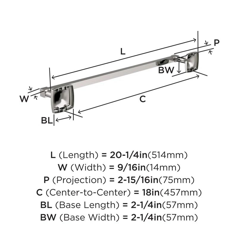 Amerock BH36093PN Stature Towel Bar
