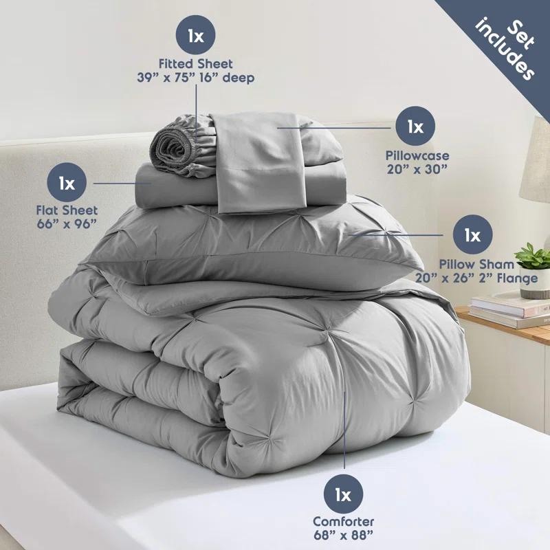 Bed-in-A-Bag Pleated Comforter Set with Bed Sheets