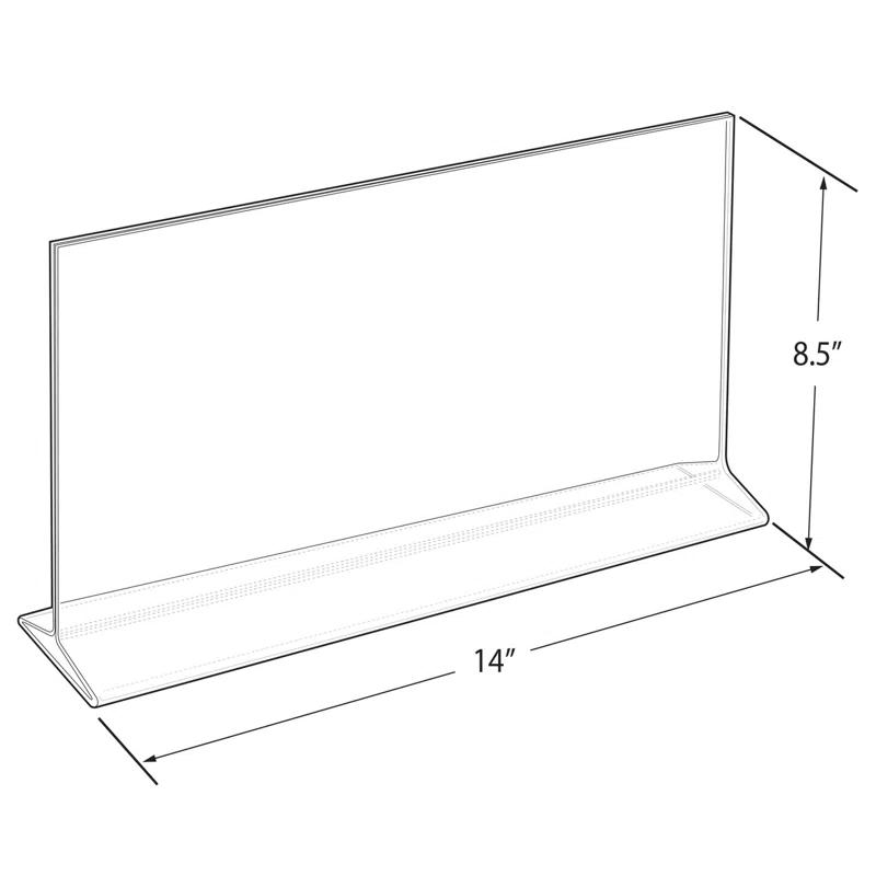 Azar Displays Top Loading Clear Acrylic T-Frame Sign Holder 14" Wide x 8.5'' High-Vertical, 10-Pack (Set of 10)