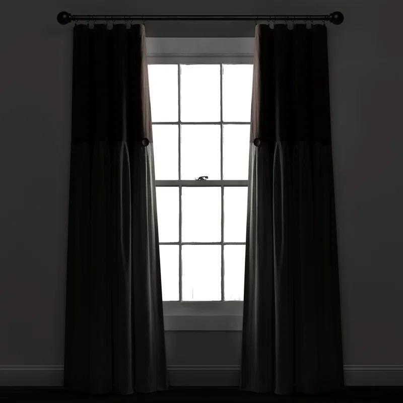 Lush Decor Linen Button Cotton Blend Blackout Curtain Single Panel