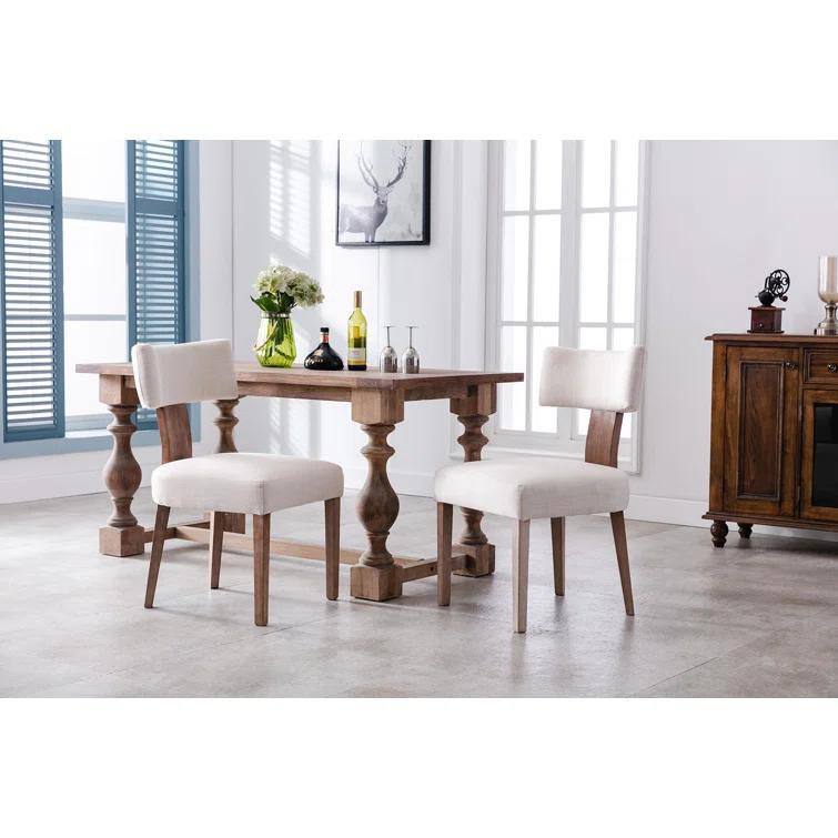Gracie Oaks Inelda Mid Century Upholstered Dining Chairs Side Chairs Farmhouse Faux Leather Dining Chair with Wood Legs (Set of 2)