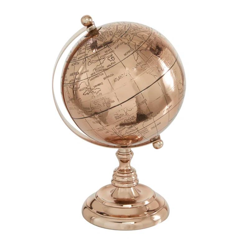 Novogratz Aluminum Metal Educational/Geographic Earth Rose Gold Globe