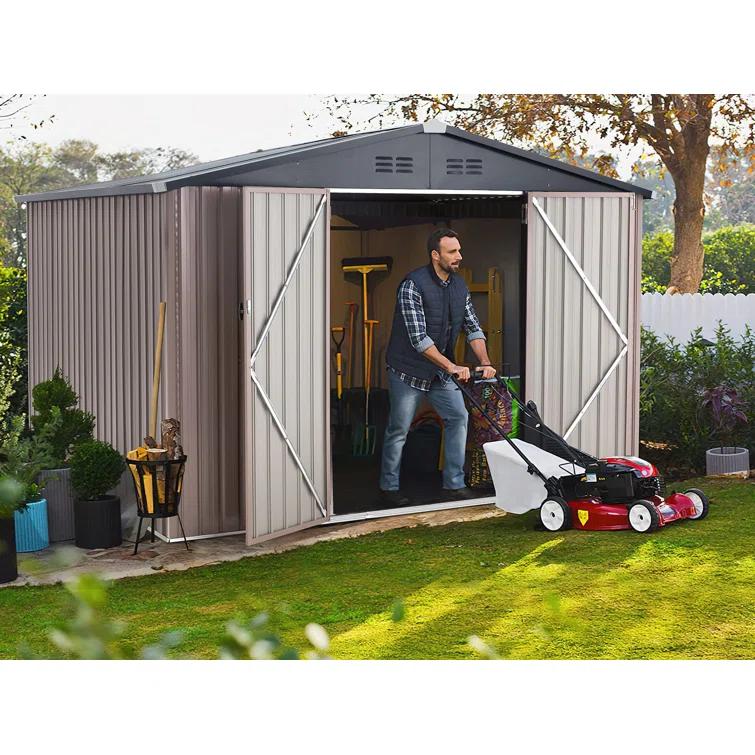 YODOLLA 10 ft. W x 8 ft. D Galvanized Steel Storage Shed