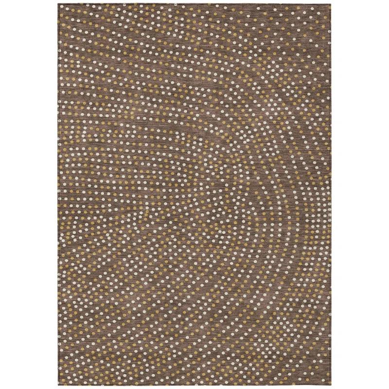 Machine Washable Indoor/Outdoor Chayden ACN1021 Brown 9' x 12' Rug