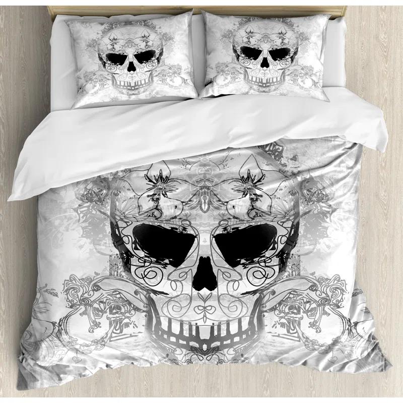 Ambesonne Gray Microfiber Duvet Cover Set