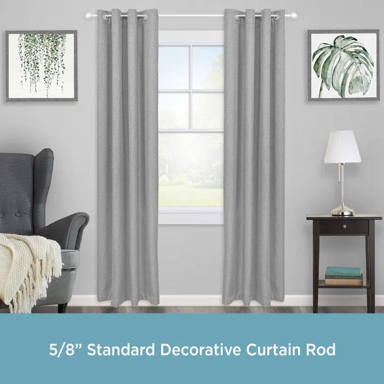 Kenney MUSA Mae 5/8" Standard Decorative Curtain Rod Adjustable 0.63" Single Curtain Rod