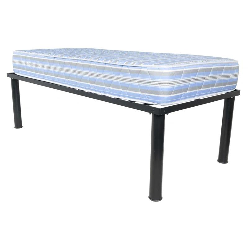 White Noise Ziva University Heavy Duty Steel Platform Bed Base with 3" Round Tube Legs | Wayfair