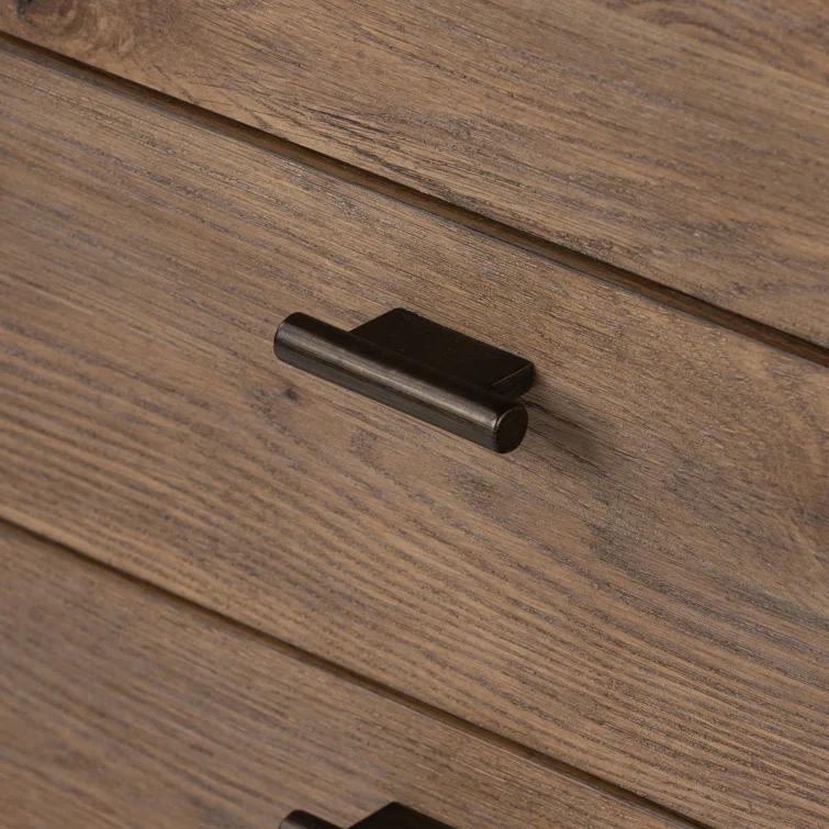 Weathered Oak Rustic 3-Drawer Nightstand