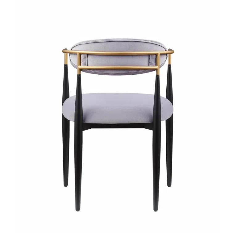 Benjara Kenny 21 Inch Dining Chairs, Fabric, Foam Padding, Gold and Black Metal (Set of 2)