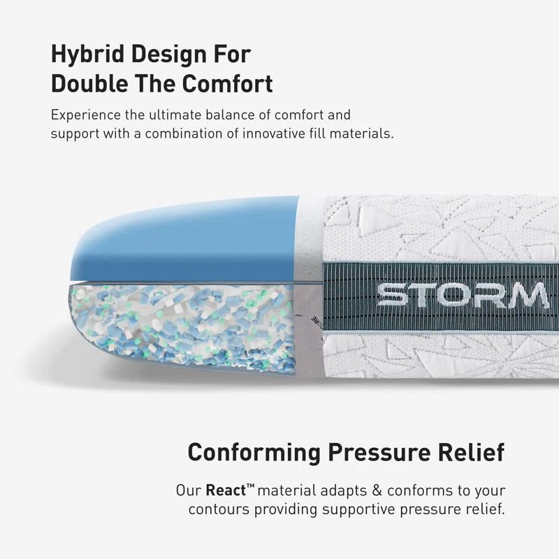 Bedgear Bedgear Storm King Performance Cooling Pillow - Medium Firm Bed Pillow for All Sleep Positions