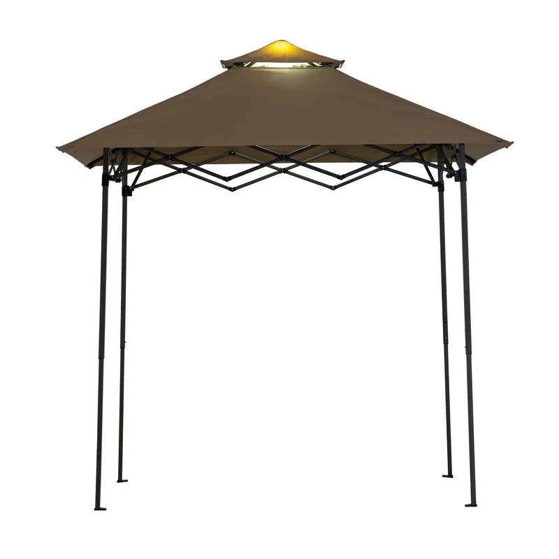 Sunjoy SUNJOY 8' x 5'  Pop up Grill Gazebo Double Tiered Outdoor Gazebo Standing-Height Canopy with Magnetic LED Light, Adjustable Ceiling Height, for BBQ,Picnics, Outdoor Events