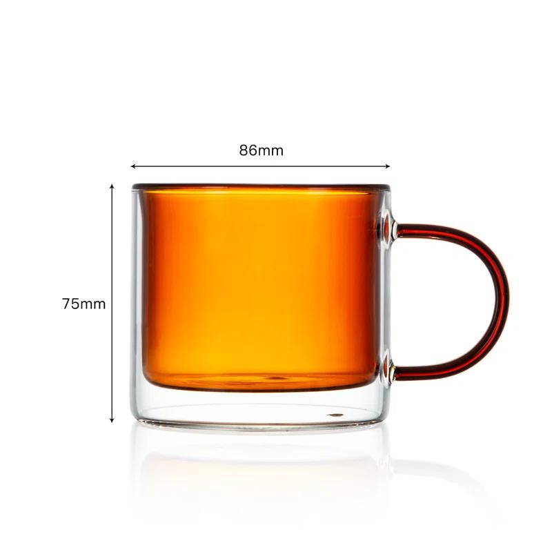 bacimi Bacimi Double Wall Insulated Coffee Mugs (set Of 4 / 9oz) - Clear Borosilicate Mug With Handle - Thermal Drinking Cups For Espresso, Cappuccino, Latte, Tea (Set of 4)