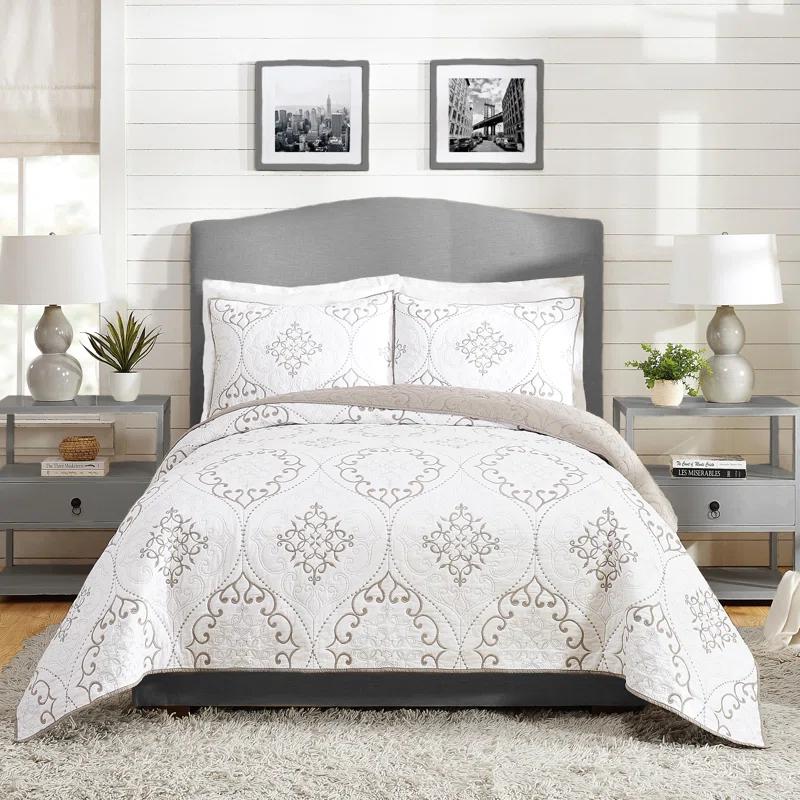 Modern Heirloom Chambers 3-Piece Embroidered Quilt Set