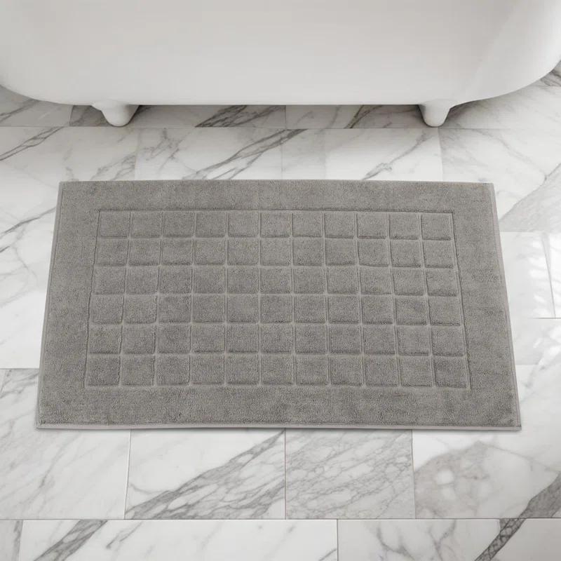 Nora Cotton Terry Solid Absorbent Thick Checkered Washable Bath Mat Set Of 2