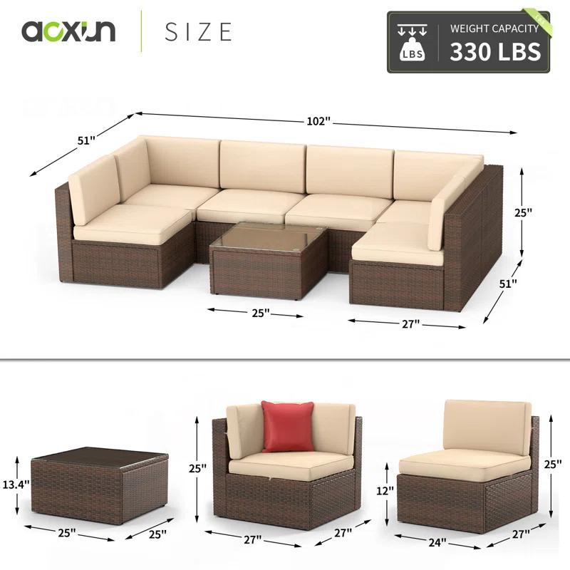 Aoxun 6 - Person Patio Conversation Sets