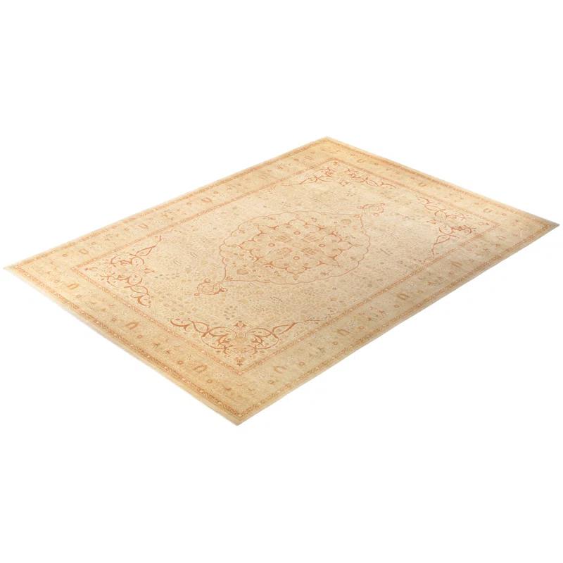 Ivory Hand-Knotted Wool Rectangular Area Rug 12' 4" x 17' 6"