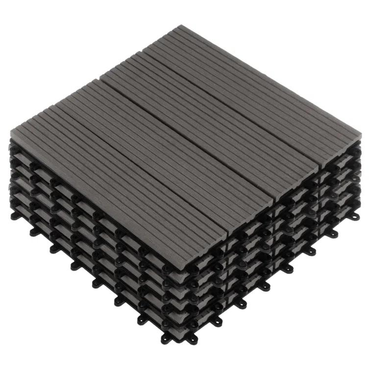 Pure Garden Deck Tiles - 6-Pack Wood Plastic Composite Interlocking Patio Tiles - 5.8SQFT Outdoor Flooring for Balcony, Porch, and Garage by Pure Garden