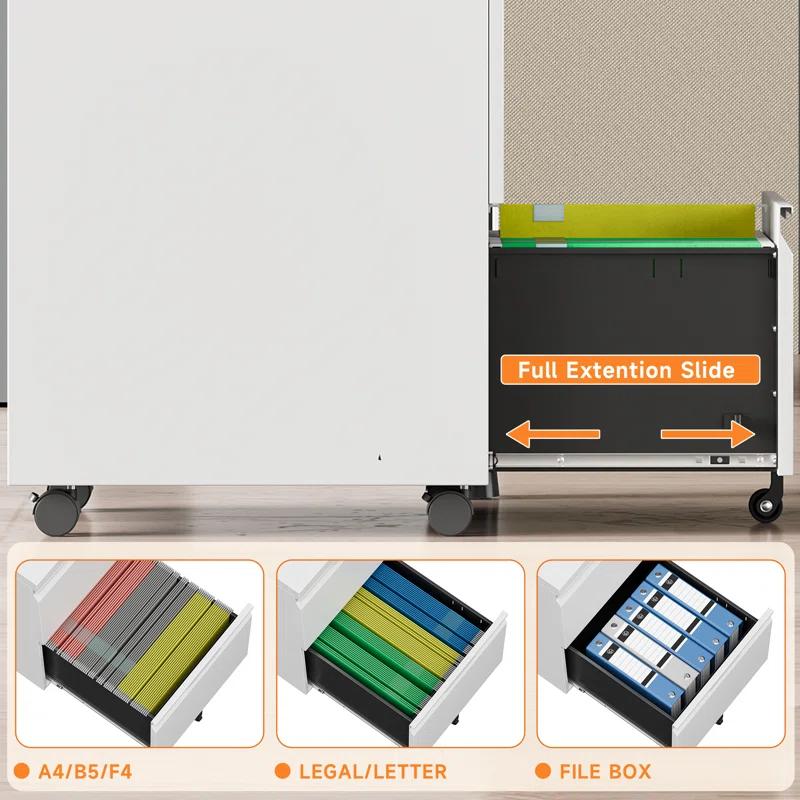 COOLSUN 14.6'' Wide 2-Drawer Mobile Steel File Cabinet