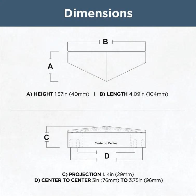 Franklin Brass Half Diamond Dual Mount Kitchen Cabinet or Furniture Drawer 3" Center Finger Pull Multipack (Set of 10)