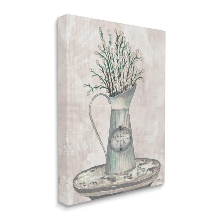 Stupell Industries " Pussy Willow Botanicals Sweet Tea Country Jar " by Elizabeth Medley