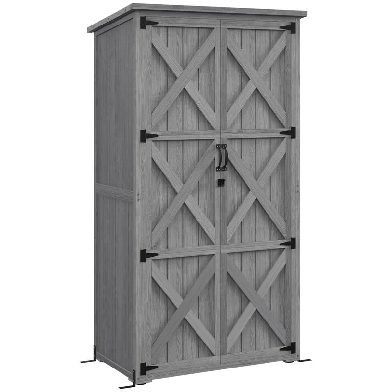 Outsunny Outdoor 3 ft. W x 2 ft. D Wood Vertical Tool Shed