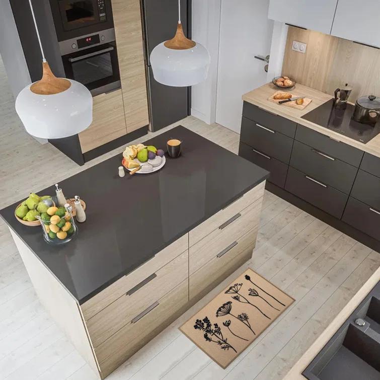 Evideco Wildflowers Non Skid Kitchen Mats Runner & Comfort Mat (2 Pieces) (Set of 2)