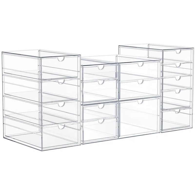 Sorbus Sorbus Clear Storage and Organizer Bins with Drawers,  4 Pcs Stackable Storage Cases for Office, Kitchen, Crafts, and More