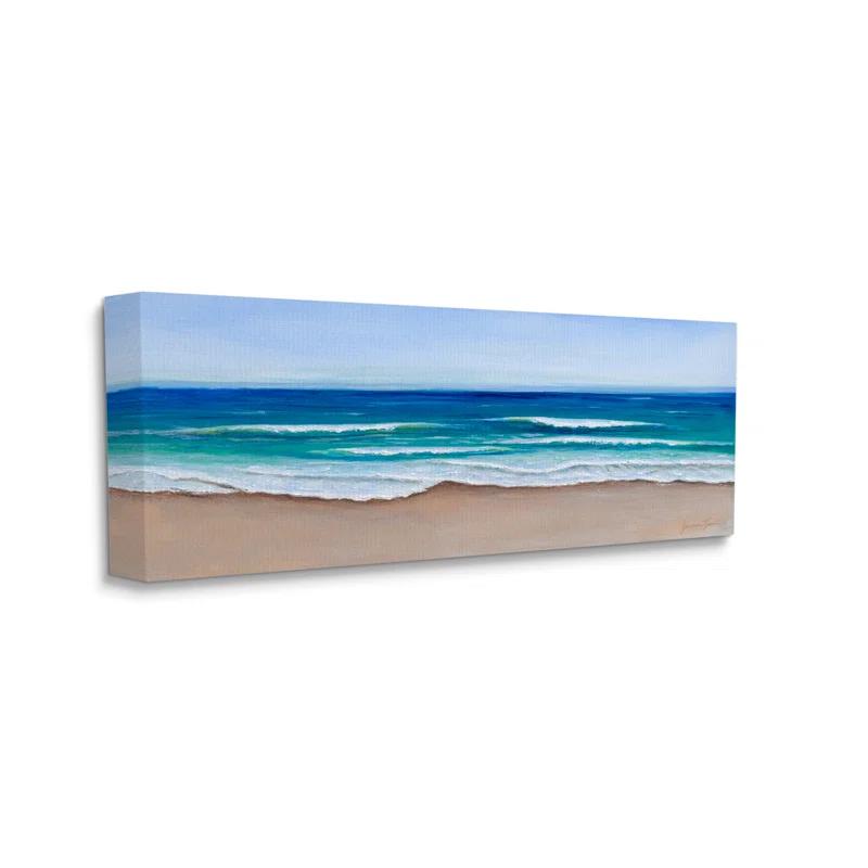 Stupell Industries " Vibrant Blue Beach Coast Ocean Shoreline Panoramic " Painting Print