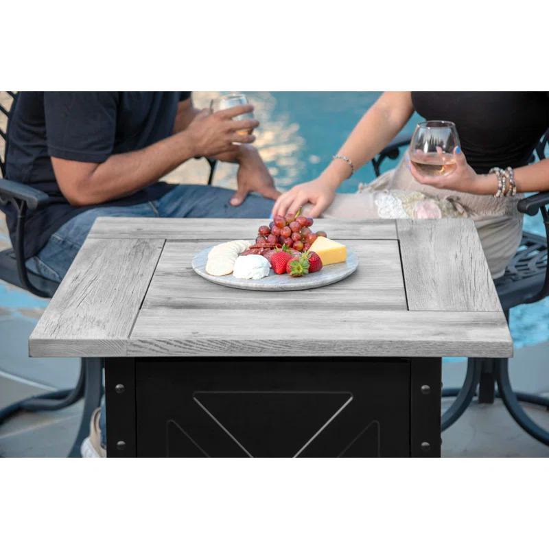 Endless Summer Mason by Endless Summer, 30" Square LP Gas Fire Table with Faux Wood Mantel