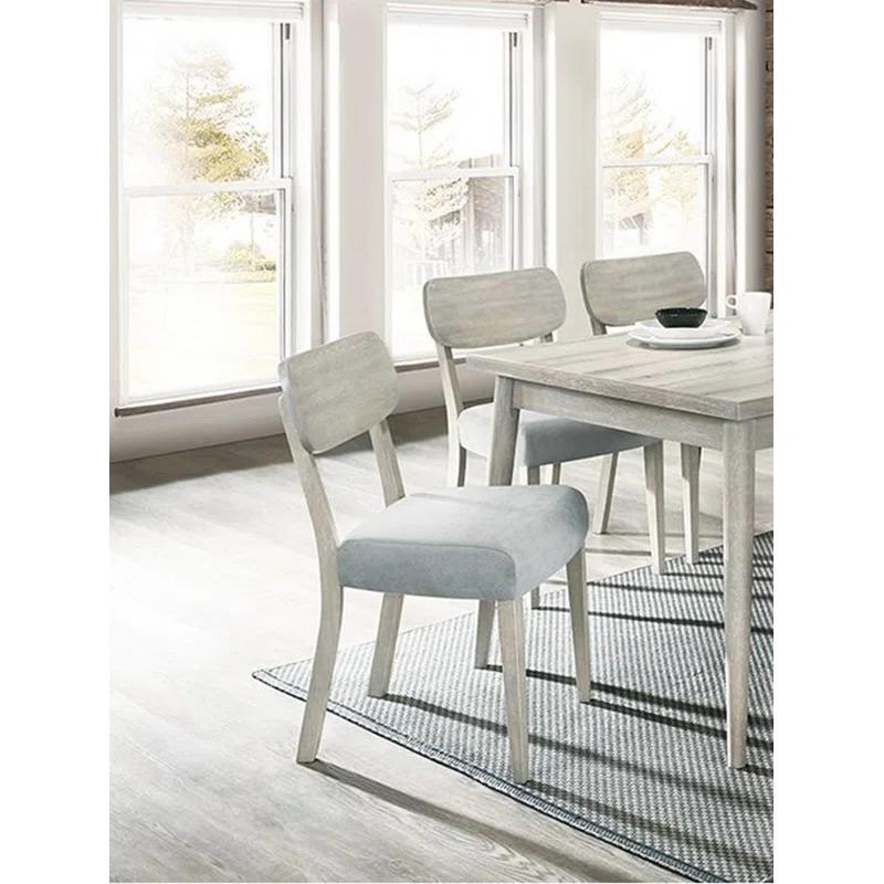 Corrigan Studio® Natural Wood Grain Color Set Of 2Pc Dining Chairs Rubber Wood Dining Room Furniture Fabric Cushion Seat