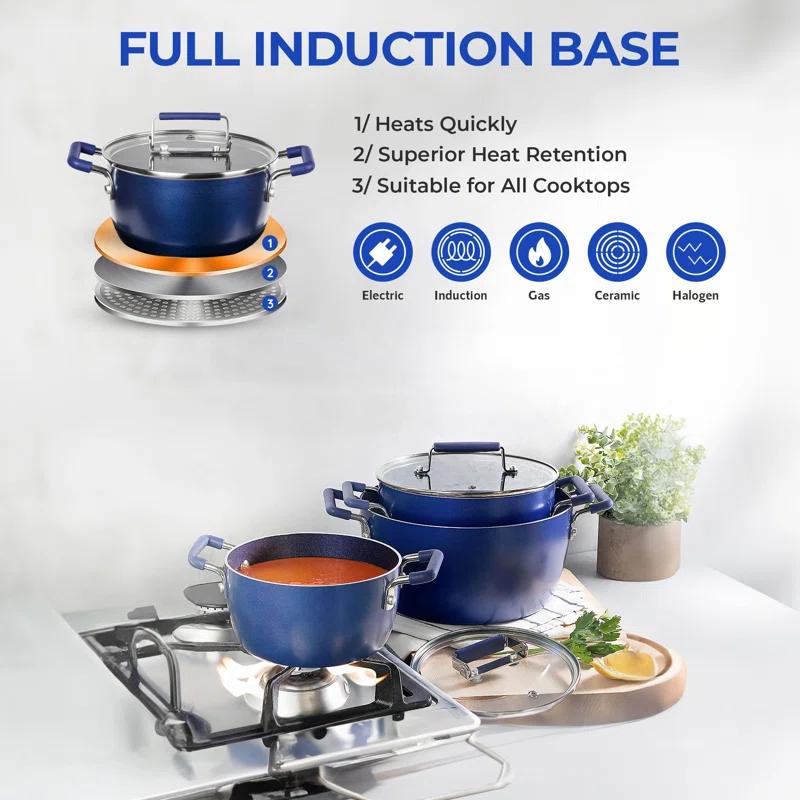 Granitestone Granitestone 6 Piece Stackable Nonstick Nesting Pots with Lids, Dishwasher Safe