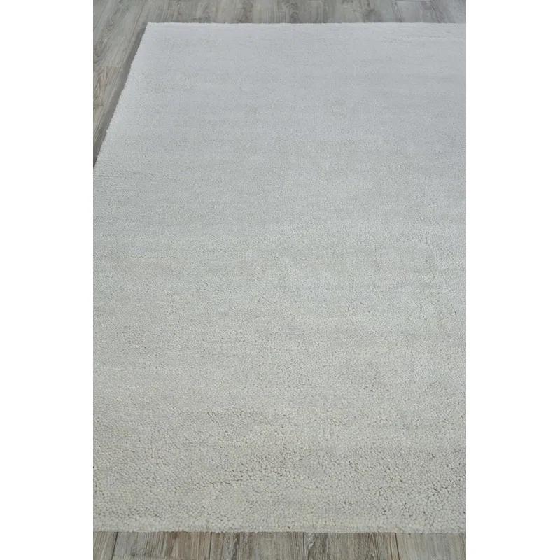 Rectangle Merino Solid Color Hand-Knotted Wool Area Rug In Beige