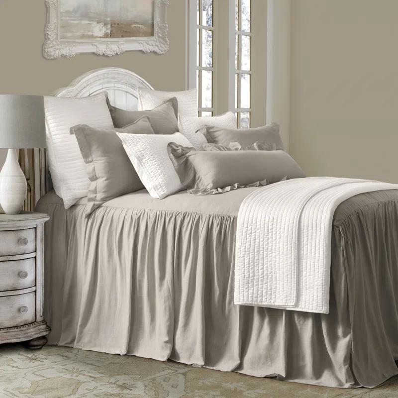 HiEnd Accents Luna Washed Linen Romantic Classic Chic Casual Modern Rustic Farmhouse Bedspread Set