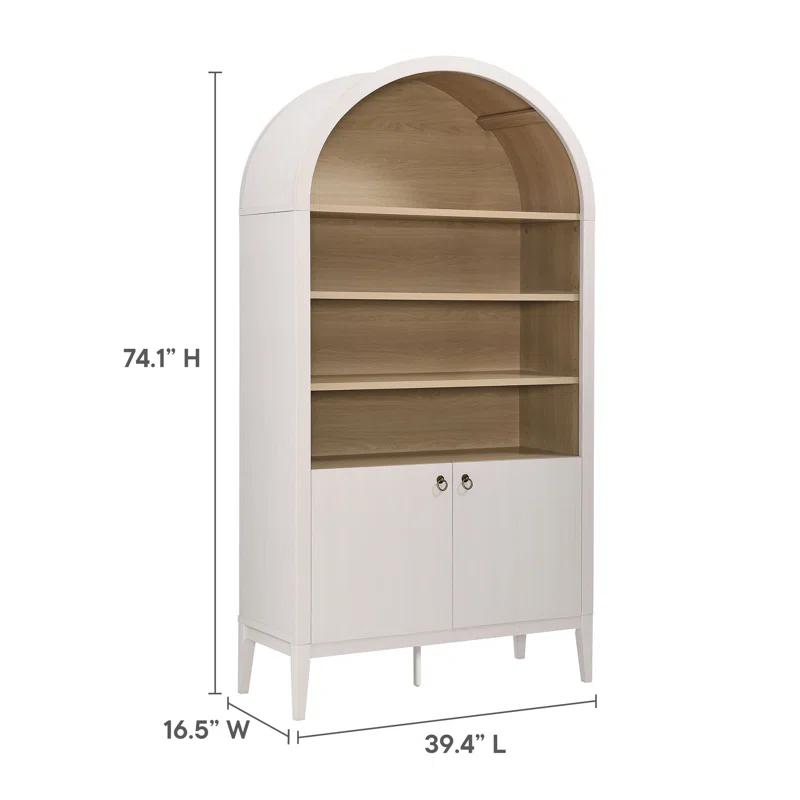 Modway Nolan 74" Tall Arched Storage Display Cabinet Bookshelf