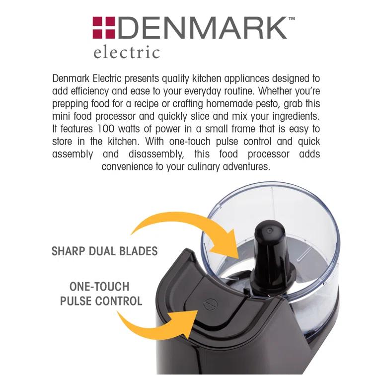 Denmark Denmark Electric 1.5-Cup Personal Food Chopper with One-Touch Pulse Control