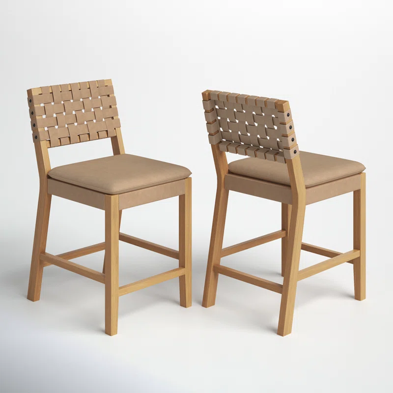 Arleatha Upholstered 24'' Counter Stool with Solid Wood Frame