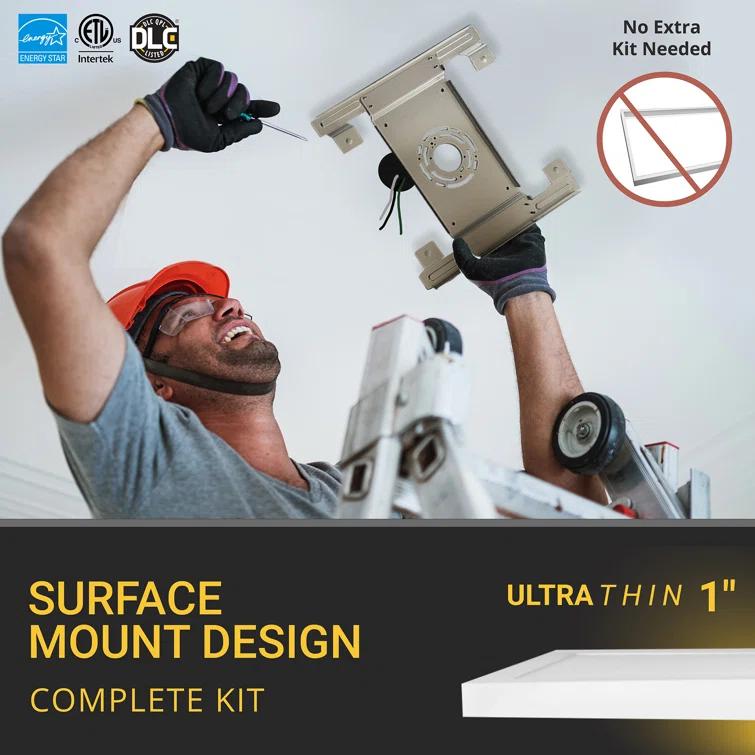 NUWATT NUWATT 4 Pack, 1x1 Flat Panel LED Square Light, 5CCT 2700K/3000K/3500K/4000K/5000K Selectable, 1500LM 18W, Internal Driver, Dimmable, 120V, CRI90, 12" Inch Square Surface Mount Ceiling Light, 1" Thick (Set of 4)