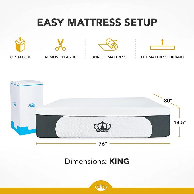 Dynasty Mattress 14.5'' Medium Gel Memory Foam Mattress