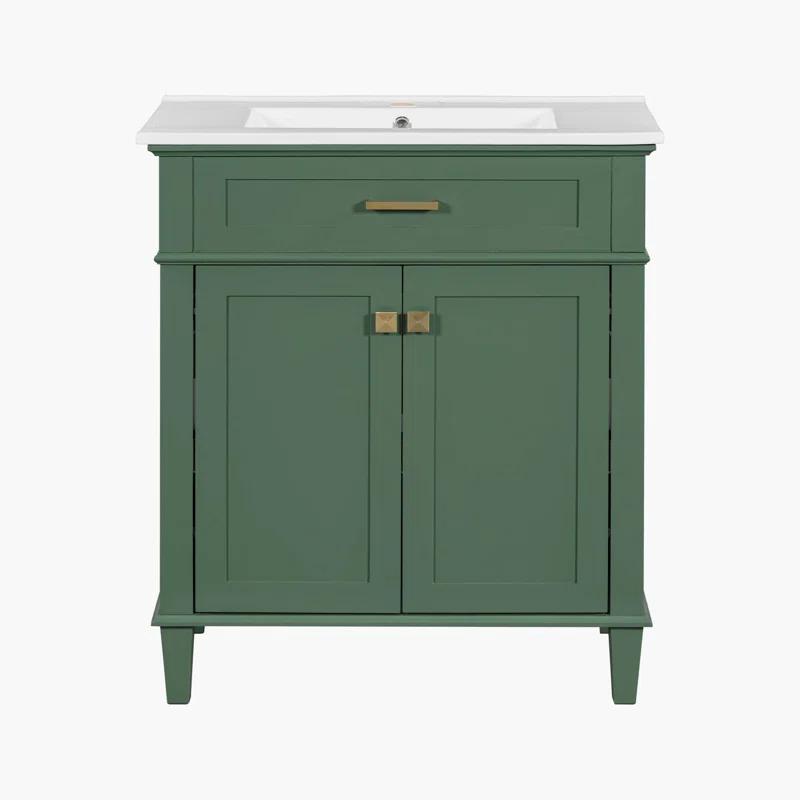 Tryimagine 30-Inch Bathroom Vanity With Ceramic Basin,  Soft Close Door And Adjustable Shelves