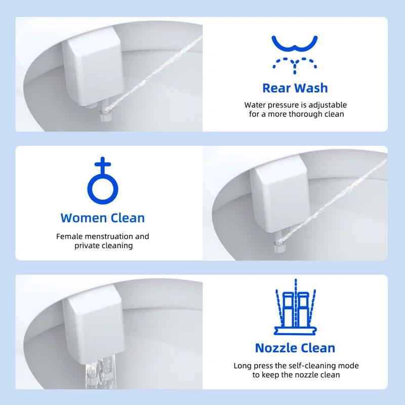 Hibbent Non-electric Dual Nozzle Toilet Seat Bidet, Water Pressure Control, Self Cleaning Sprayer JBY1103-CP