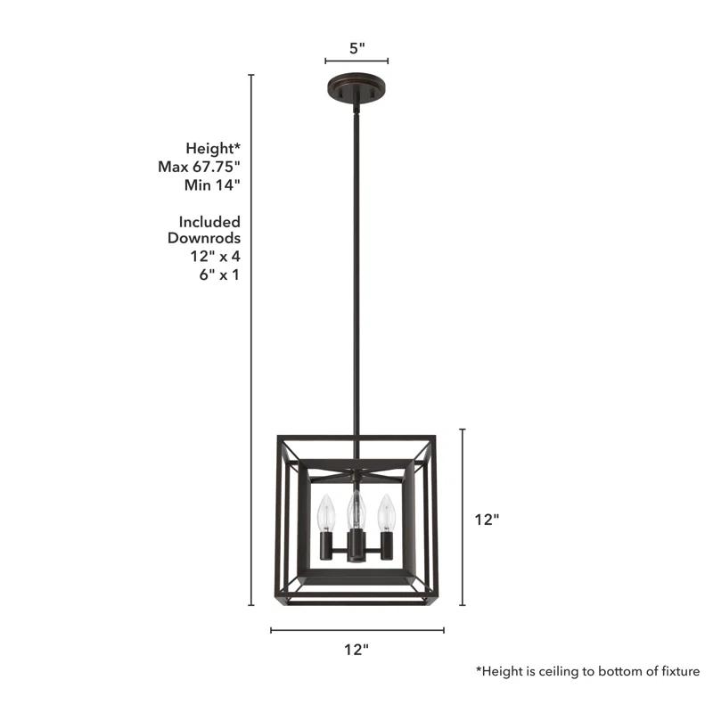 Doherty 4 - Light Rectangle 12 inch Pendant