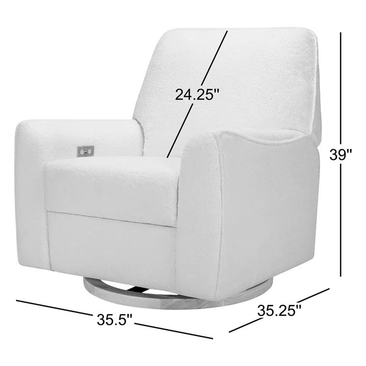 Babyletto Sunday Performance Chantilly Fleece Nursery Power Glider Recliner Chair with Light Wood Base